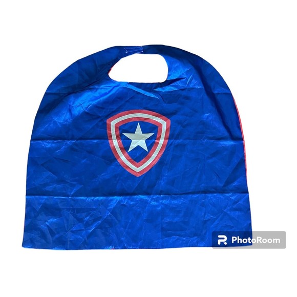 Kids Marvel Rubies Blue Red Silky Captain America Cape Halloween ‎ One Size - Picture 1 of 4